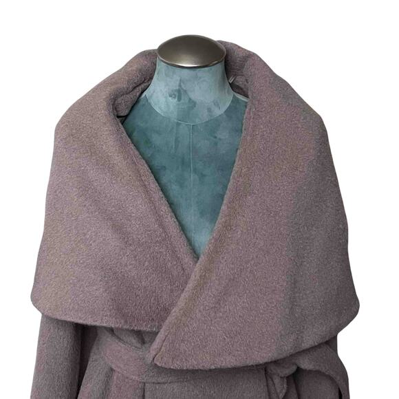 Elie Tahari Belted Wrap Coat Brown Size M Shawl Collar Wool Alpaca Blend Preppy - Picture 2 of 13